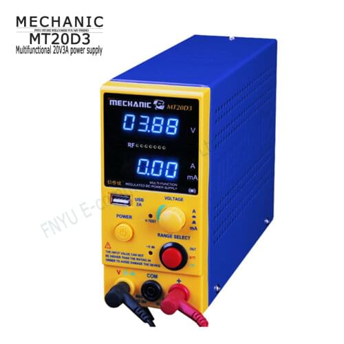 MECHANIC MT20-D3 DC regulated power supply Power 4 bit digital display Adjustable 0-20V 0-3A Laboratory Test Power Supply USB