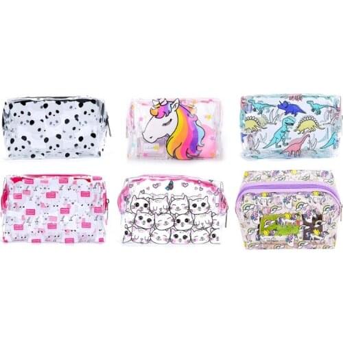 Cute Clear Transparent Plastic PVC Travel Makeup Cosmetic Toiletry Zip Bag Pouch