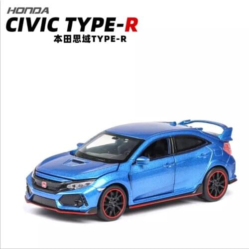 Honda Civic car model toy car model 1:32 simulation sound light return racing car children toy car model birthday gift blue car
