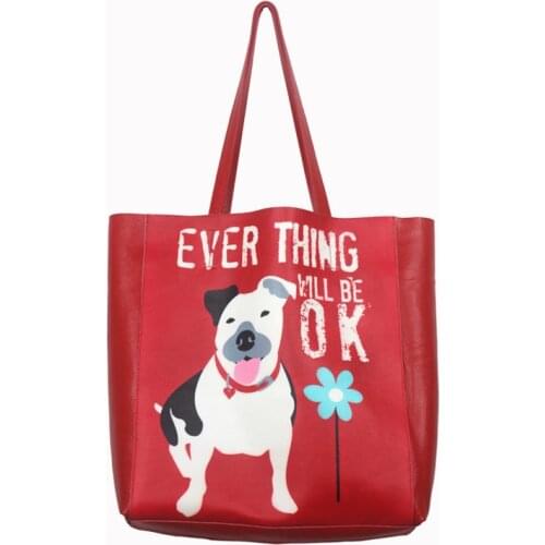 Fashion bags Friste Layer cowhide Genuine leather handbag Tote baotou cartoon printed casual bag