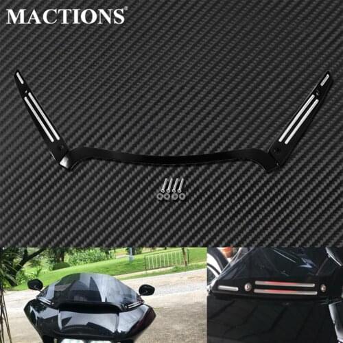 Motorcycle CNC Windshield WindScreen Center With Side Trim Kit Black For Harley Touring Road Glide FLTRX 2015-2017 FLTRU FLTRXS