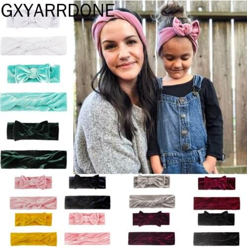 2020 New Mother and Me Gold Velvet Knotted Hair Band European and American Trade Hot Sale Parent-child Knotted Bow Hair Band