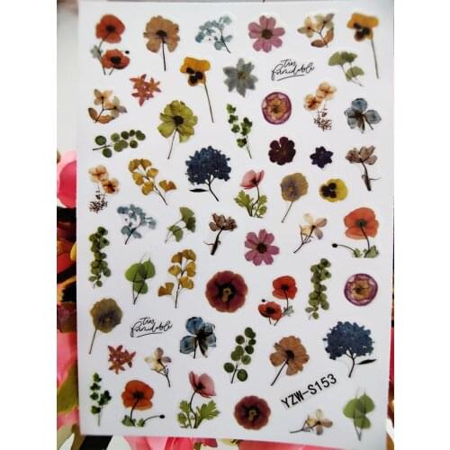 New 3D Art Nail Sticker Abstract Watercolor Flower Self Adhesive Nails Decorations Decals Design Manicure Sliders Accessories