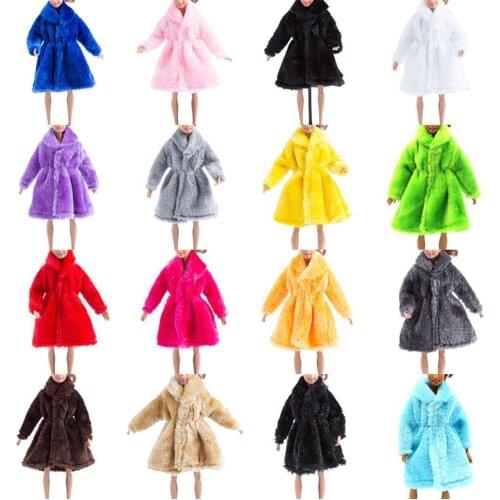 Pure Color Series Plush Coat Clothes Rabbit Fur Plush for barbie Dolls Clothes Handmade Fashion Dolls For Girl Toys Accessories