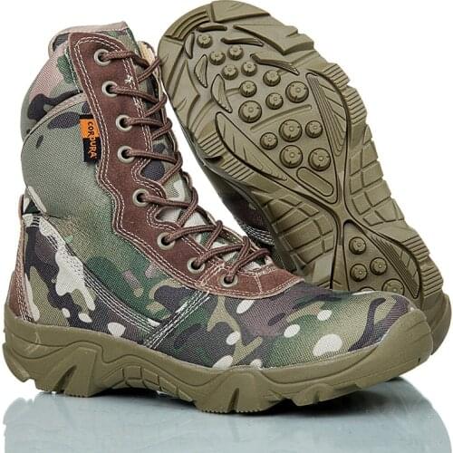 Autumn Men Army Military Boots Hiking Shoes Tactical Boots Zip Tactical Desert Combat Boots Non-slip Wear-resistant Hiking Shoes