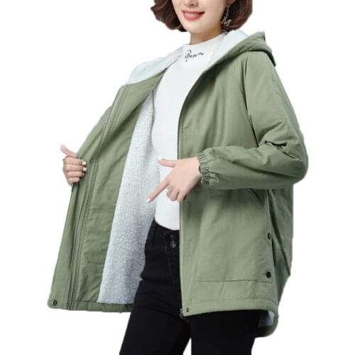 Women Large Size 4XL Parka Coat Plus Velvet Thick Overcoat Mid-Length 2021 Autumn Winter Coats New Cotton Coat Jacket Female