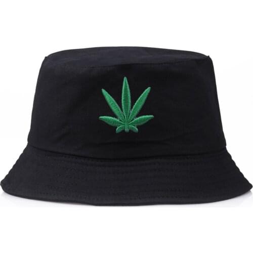Maple Leaf Panama Unisex Hip Hop Bucket Hat Leaves Embroider Cotton Summer Hats Travel Casual Sun Cap Wide Brim High Top chapeau