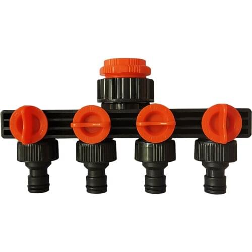 1/2" 3/4" 1" 4 Way Water Tap Connectors Quick Thread Adaptor Garden Hose Pipe Splitter Drip Irrigation Plant Garden Tools