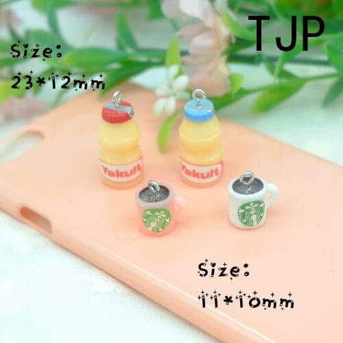 Kawaii Yakult Coffee Charms Pendants for DIY decoration bracelets necklace earring key chain Jewelry Making