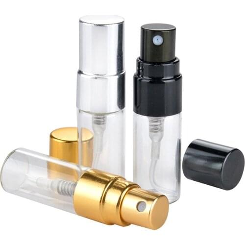 Transparent Small Glass Bottle 3ml Spray Clear Refillable Bottles empty cosmetic containers