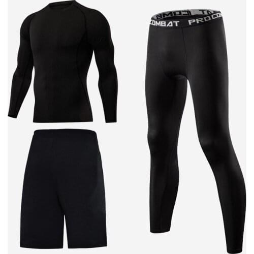 Men Compression Sports Sets Quick drying Perspiration Fitness Training MMA Kit rashguard Male Sportswear Jogging Running Clothes