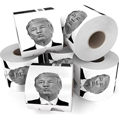 1 Roll 240 Sheets 2 layers President Trump Toilet Paper Pout Smile Roll Bathroom Prank Joke Fun Paper Tissue Rolling Paper Gift