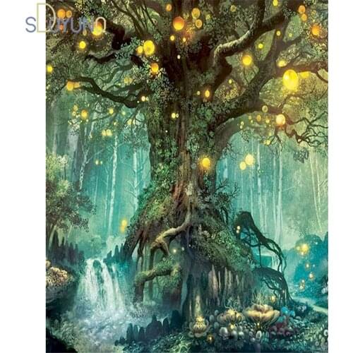 SDOYUNO Tree Diy Coloring Picture By Numbers Handmade Gift Oil Painting By Numbers Kits Modern Wall Art Paint By Number Gift