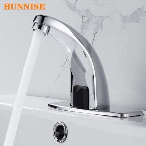 Sensor Basin Faucet Polished Chrome Sensor Bathroom Mixer Tap Handfree Basin Sink Faucets Single Cold Sensor Basin Faucets