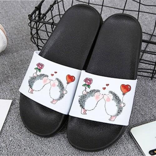 Fashion Women Summer Slippers Cute Hedgehog Slipper Indoor Cartoon Flip Flops Ladies Flat Beach Slides