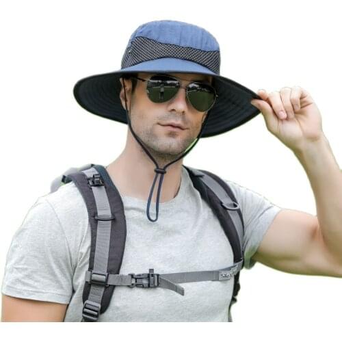 Sun Hat Unisex Fishing Hat Big Wide Brim Breathable Mesh Hat Outdoor Hunting Hiking Fisherman Sun Visor Panama Hats Cap