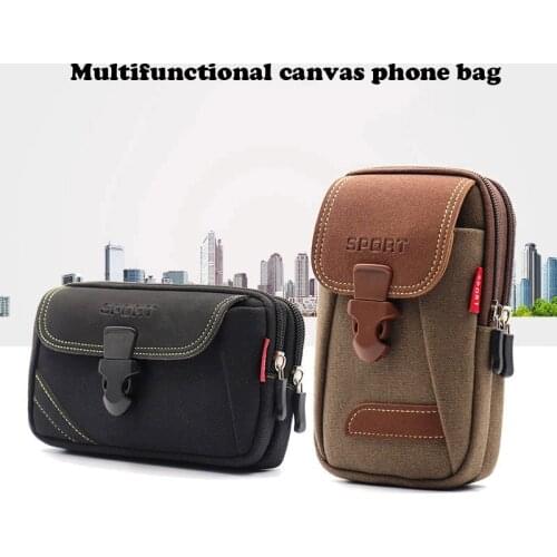Universal Multifunctional Canvas Phone Bag Stain resistant Waterproof Cell Phone Pouch Belt Waist Packs Wallet Coin Purse Pocket