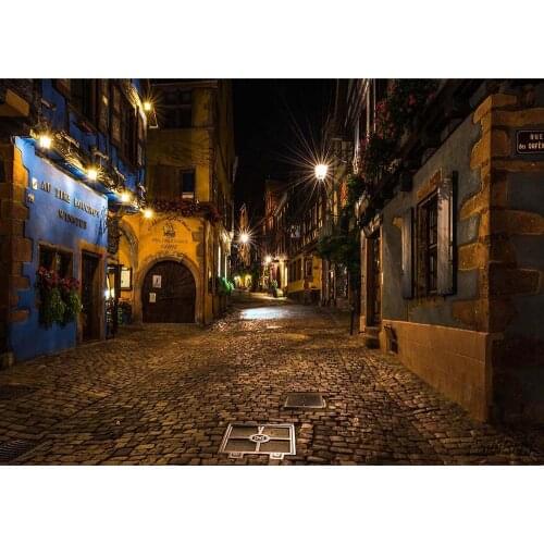 Vintage Street Night Scenic Photography Backgrounds for Photo Studio Vinyl Photo Backdrops Children Baby Portrait Photo Shooting