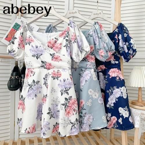 Vintage V-neck puff sleeve Rompers high waist pleated waist floral print casual wide leg short Rompers 2021 New Summer