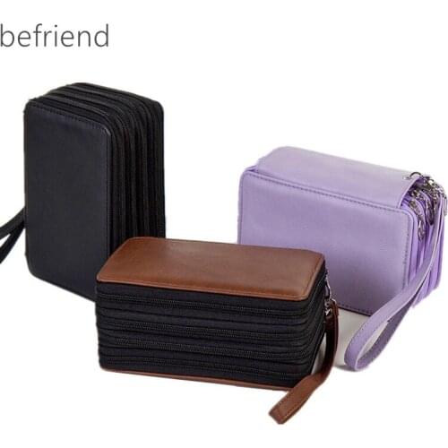Zipper large-capacity PU leather pencil bag student 4-layer 72 color pencils box pouch material escolar school pencil case