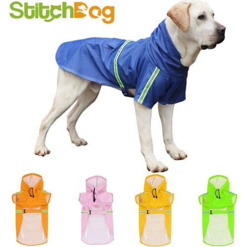 Waterproof and Snowproof Big Dog Clothes Reflective Dog Raincoat Pet Products