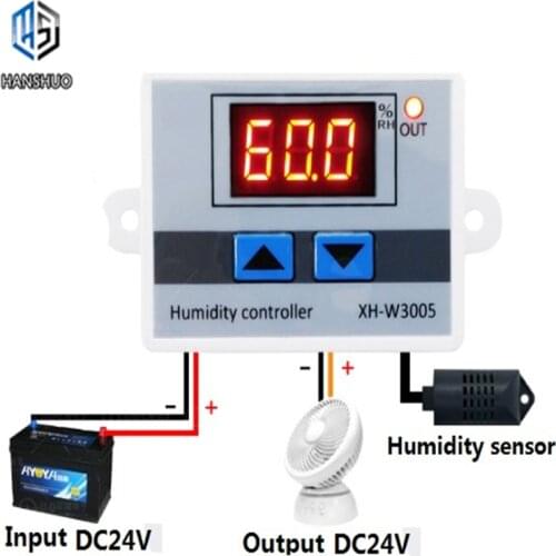XH-W3005 W3005 DC12V 24V AC110V-220V Digital Humidity Controller Hygrometer Humidity Control Switch 0~99%RH With Humidity Sensor
