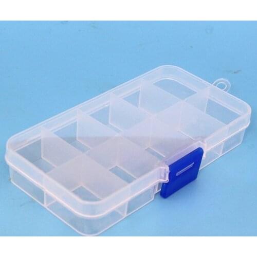 Toolbox 10 Grids Compartments Plastic Transparent Jewel Bead Case Cover Container Storage Box for Jewelry Pill Hardware tools