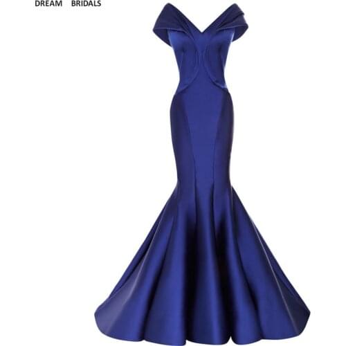 Off The Shoulder Mermaid Evening Dresses Long 2019 V-Neck Evening Gowns Vestido De Festa Prom Dress Sweep Train