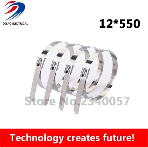 100pcs 12mmx550mm Stainless Steel Cable Ties LOCK TIE WRAP /Self-Locking