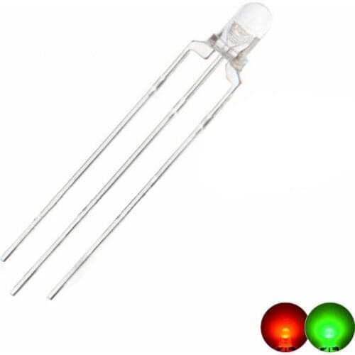 100pcs LED 3mm Round Diffused Red & Green Two Color Common Cathode LED Diode Light Emitting Diode
