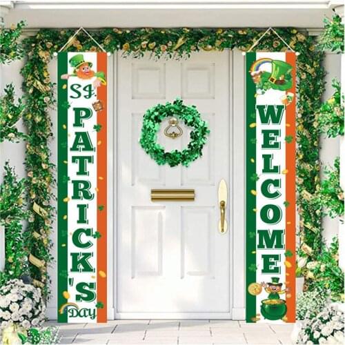 180CM Lucky Letter Door Curtain Couplet Beer Cigarette Butt Printing Four-Leaf Clover Irish Oxford Cloth Creative Couplet mx05