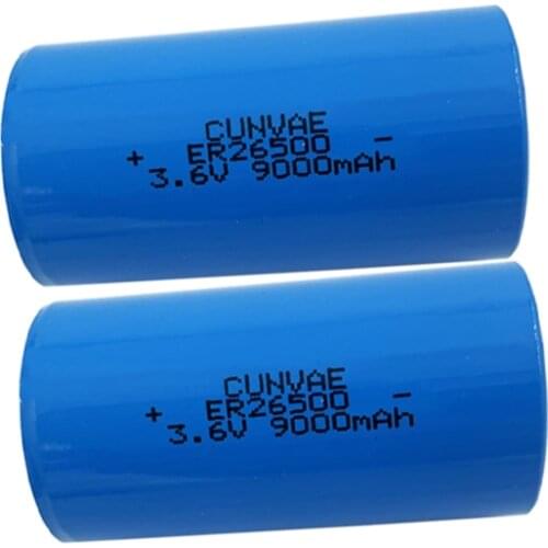 2PCS 3.6V 26500 lithium Lion Single Use battery ER26500 li-ion cell baterias 9000MAH for flashlight electric razor shaver