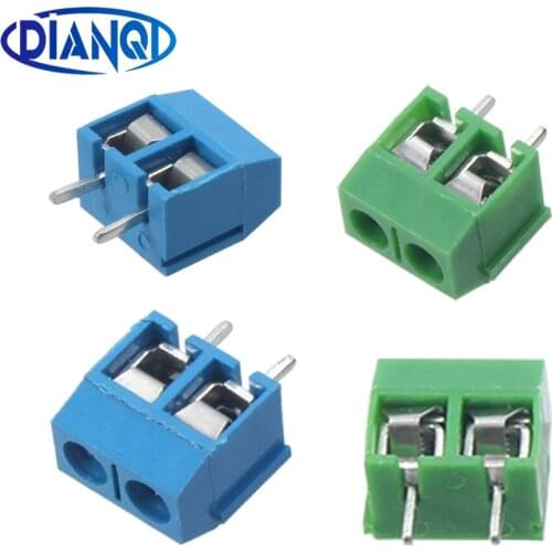 20PCS/LOT KF301-2P KF301-5.0-2P KF301 Screw 2Pin 5.0mm Straight Pin PCB Screw Terminal Block Connector Blue and green