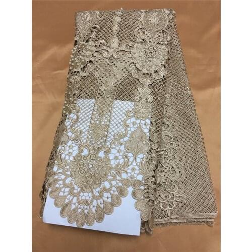 2017 Latest design african guipure lace fabric with white beads high quality nigerian cord lace fabric for wedding