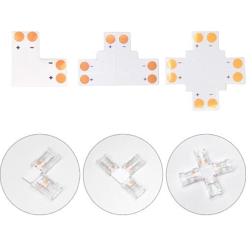 2pin Corner Connector for 8mm/10mm Width FCOB LED Strip X T L Shape Solderless Fast Connector COB Led Strips Light No Soldering