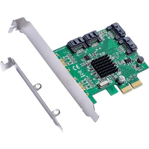 4 Port SATA 3.0 6Gbps PCI-Express X1 Expansion Card Chip for Marvell 88SE9235 with Low Profile Bracket