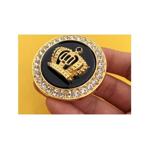 64mm Gold Metal Crystal Crown Luxury VIP Emblem Auto Badge Motorcycle Decal Sticke Car Accessories