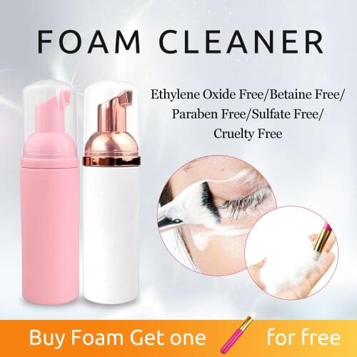 ABONNIE 50ml Professional Eye Lashes Foam Cleaner Individual Eyelash Extension Cleanser Shampoo Eyelashes Remover + Brush