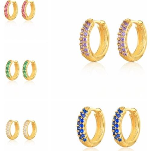 Aide 2021 Trend Brincos 925 Sterling Silver Huggie Pink Zircon Earrings For Women Hoop Earrings Piercing Pendientes Gifts Aros