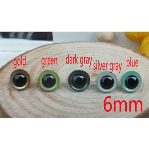 Free shipping!! 6mm Straight leg High quality crystal round toy eyes-50pairs