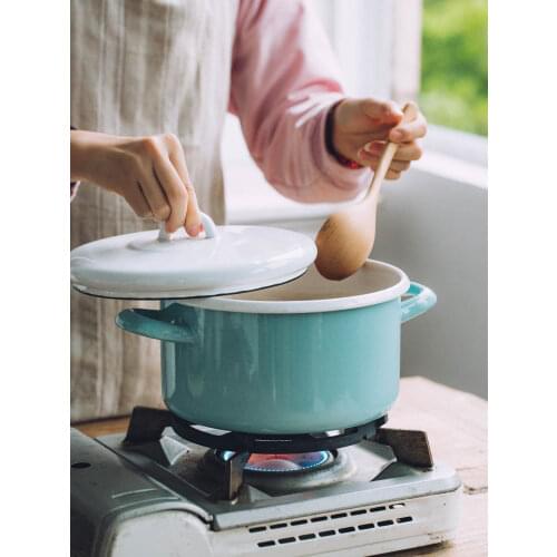 Morandi Binaural Enamel Pot Household Thickened Large Capacity Soup Pot Cooker Gas Cooker