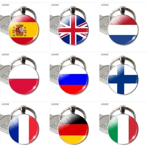 Europe Country United Kingdom France Italy Spain Poland.Netherlands Russia Ireland Flag Keychain Keyring Flag Pendant Key Rings