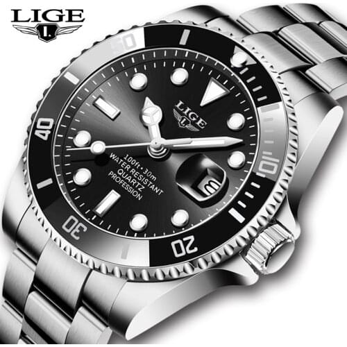 2021 LIGE Top Brand Luxury Sport Watches Mens Quartz Wristwatch Fashion Watch Men 30ATM Waterproof Date Clock Relogio Masculino