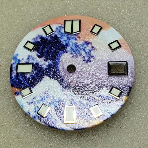 Full Luminous Watch Dial for NH35 Watch Movement Replacement 28.5MM Diameter Surfing Watch Dial Repair Part