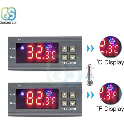 Digital Temperature Controller Thermostat Thermoregulator for Incubator Heating Cooling Fahrenheit/Celsius STC-3000 12V 24V 220V