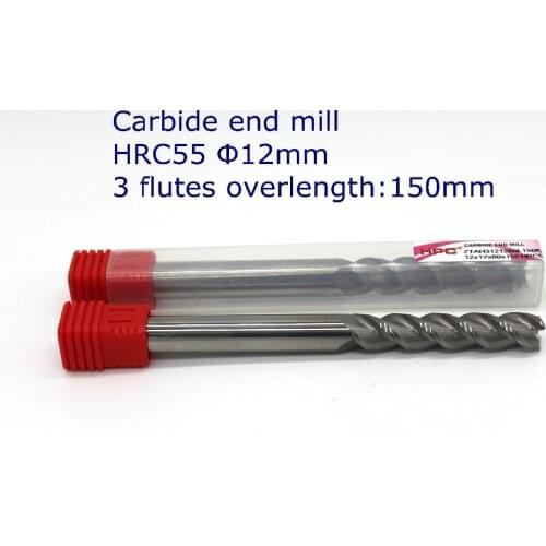 Router bit 12*12*150 of 3 flutes flat end mill HRC55 carbide end milling tungsten knife CNC machine tools mills cutter