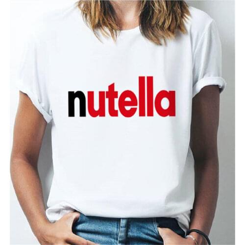 Female T-shirt nutella print kawaii Harajuku Ulzzang casual T-shirt graphics funny O-neck T-shirt Korean version the top woman