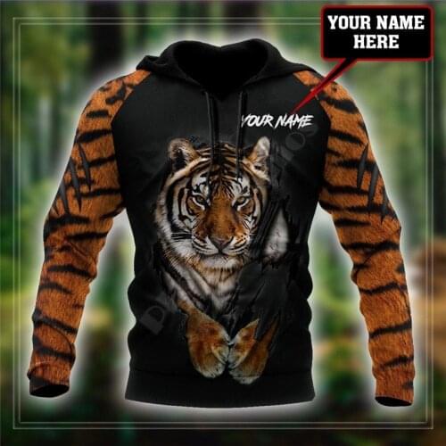 Customize Name Tiger 3D printed Hoodies Sweatshirt zipper hoodies women For men Pullover Cosplay Costumes