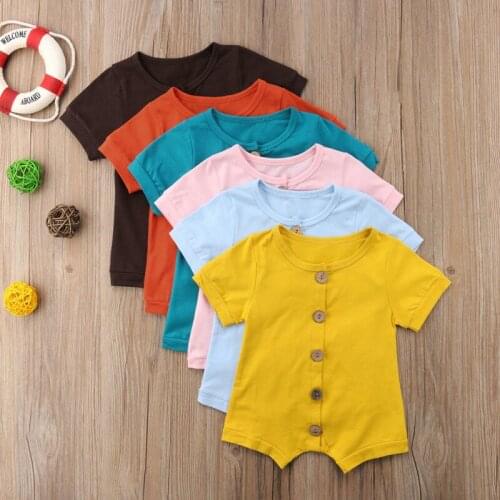 0-24M Newborn Baby Girls Boys Clothes single breasted Cotton Romper Short sleeve summer Jumpsuit Outfits Kid Casual
