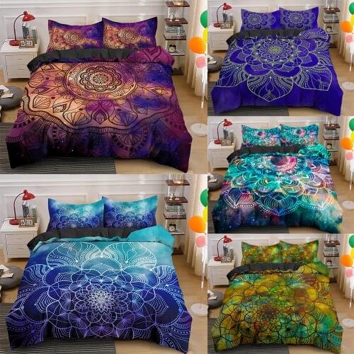 Psychedelic Boho Luxury Bedding Set 2/3PCS With Pillowcase King Duvet Cover Queen Comforter Covering Sets Home Textile